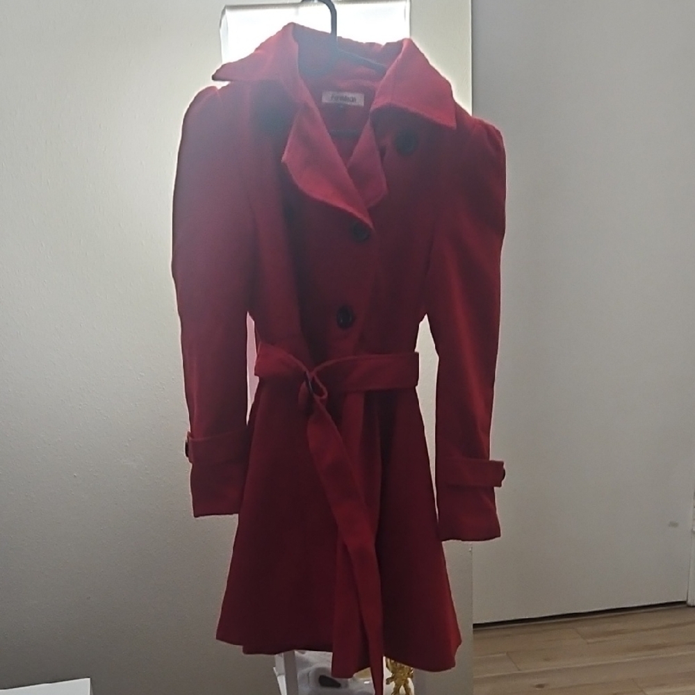 Red Women's Belted Red Coat